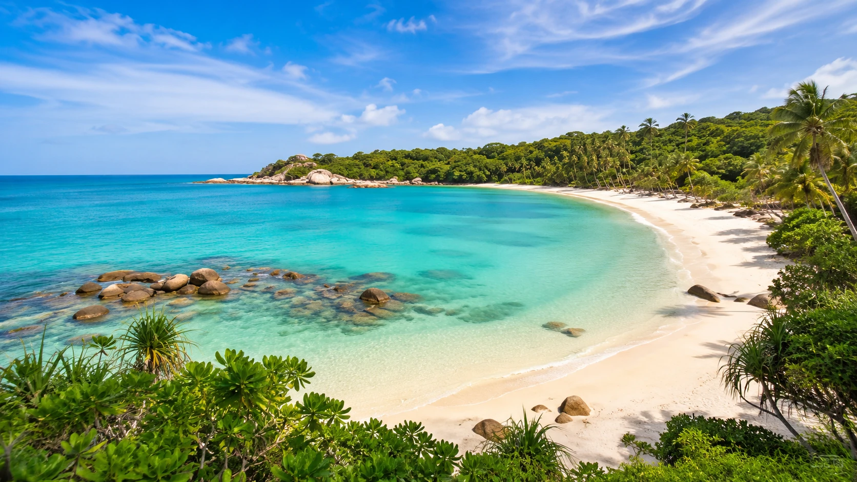 Palm-fringed Sri Lanka beach and coastal scenery for Sri Lanka private day tour with Trustker
